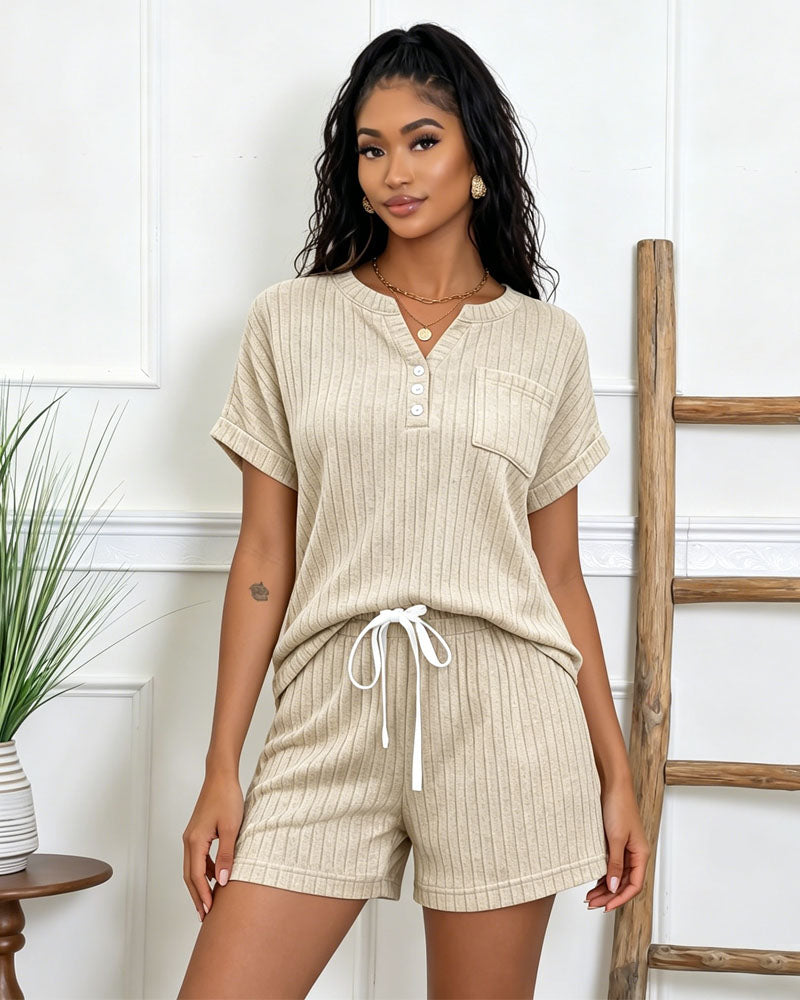 Off-Duty Knit Short Set
