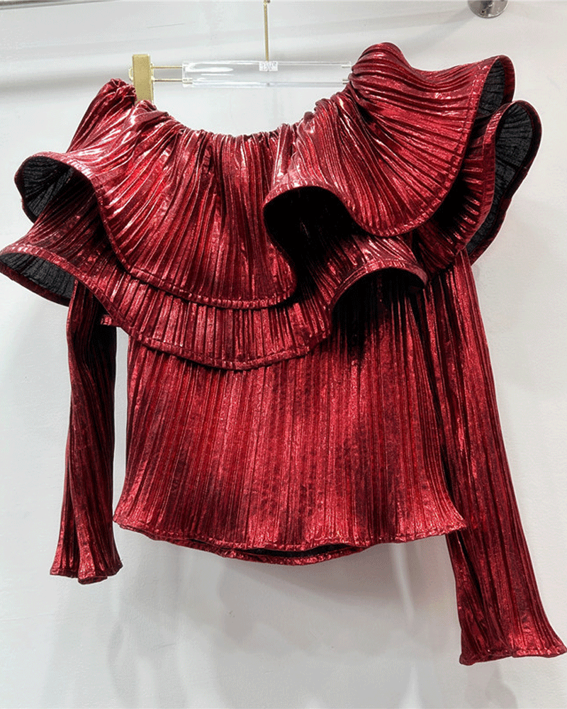 Off Shoulder Metallic Top