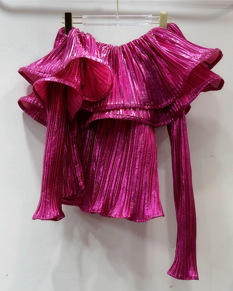 Off Shoulder Metallic Top