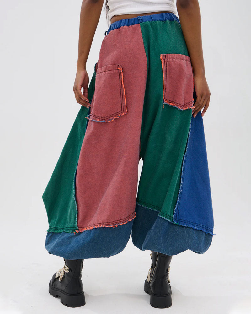 Patchwork Harem Denim Pants