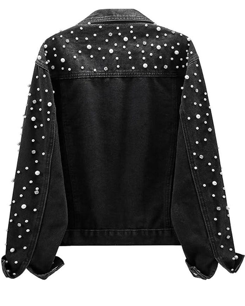 Pearl Beaded Denim Jacket