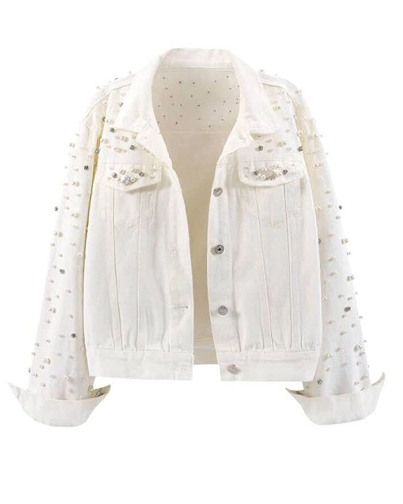 Pearl Beaded Denim Jacket
