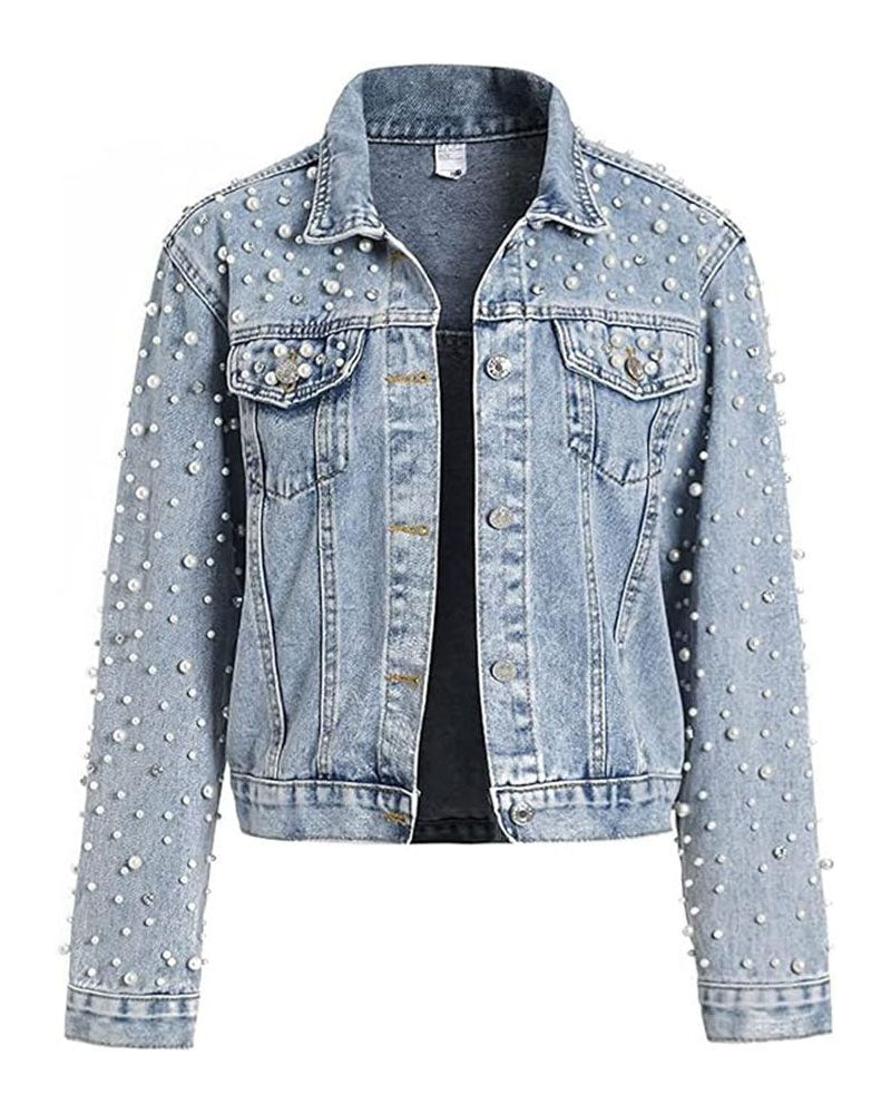 Pearl Beaded Denim Jacket