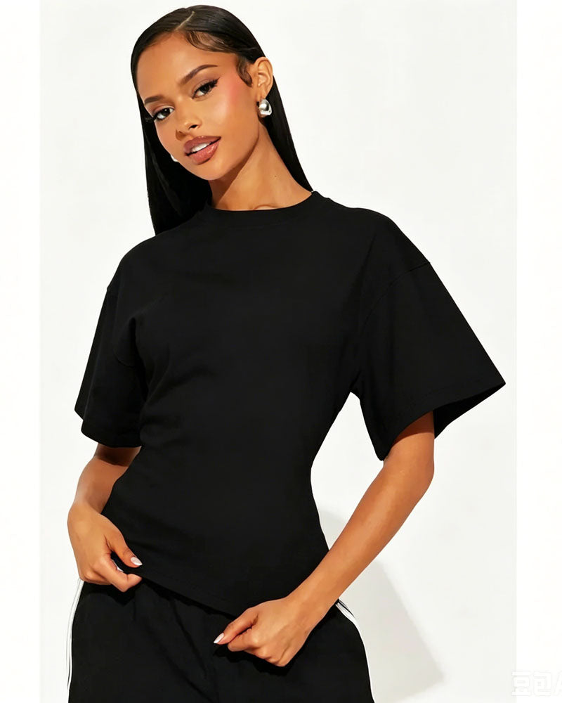 Quiet Edge Back-Zip Cotton Tee