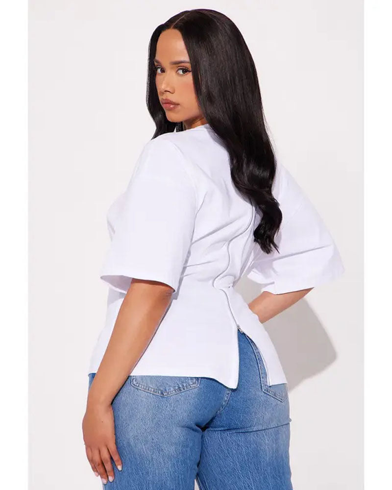 Quiet Edge Back-Zip Cotton Tee