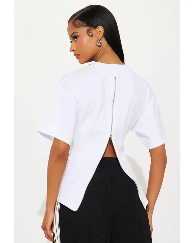 Quiet Edge Back-Zip Cotton Tee