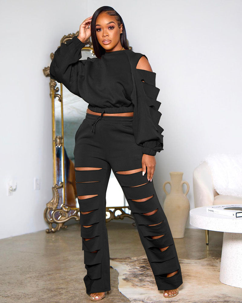 Cut Out Pant Set
