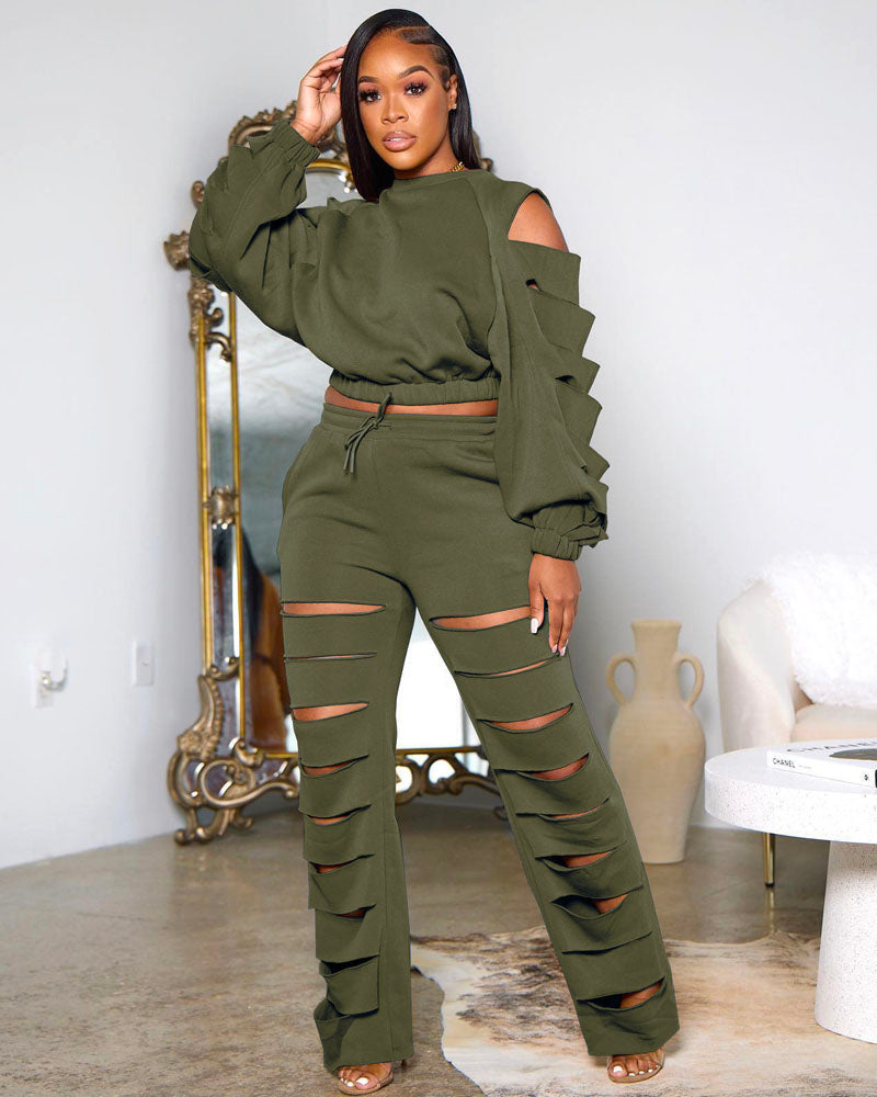 Cut Out Pant Set