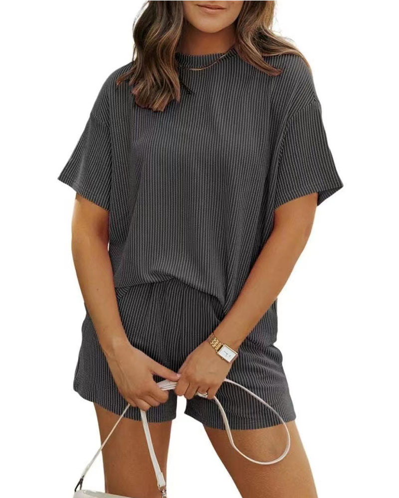 Ribbed Knit Shorts Set