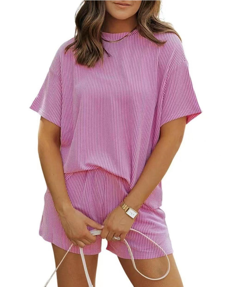 Ribbed Knit Shorts Set