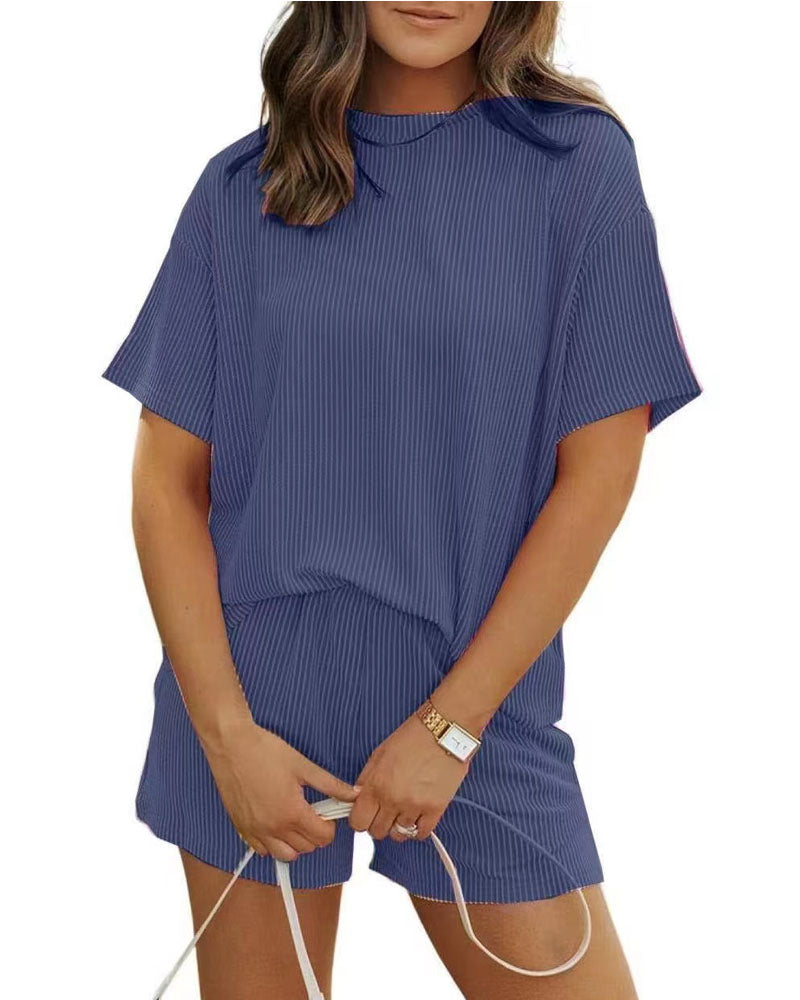 Ribbed Knit Shorts Set