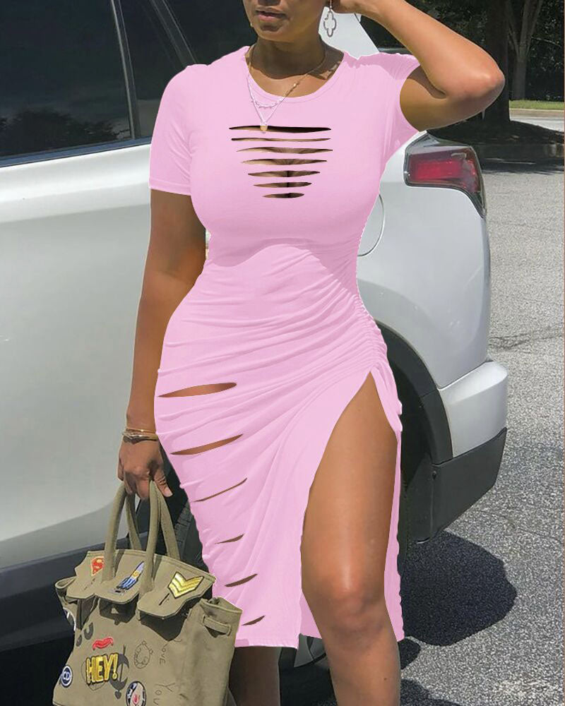 Ruched Cutout Midi Dress