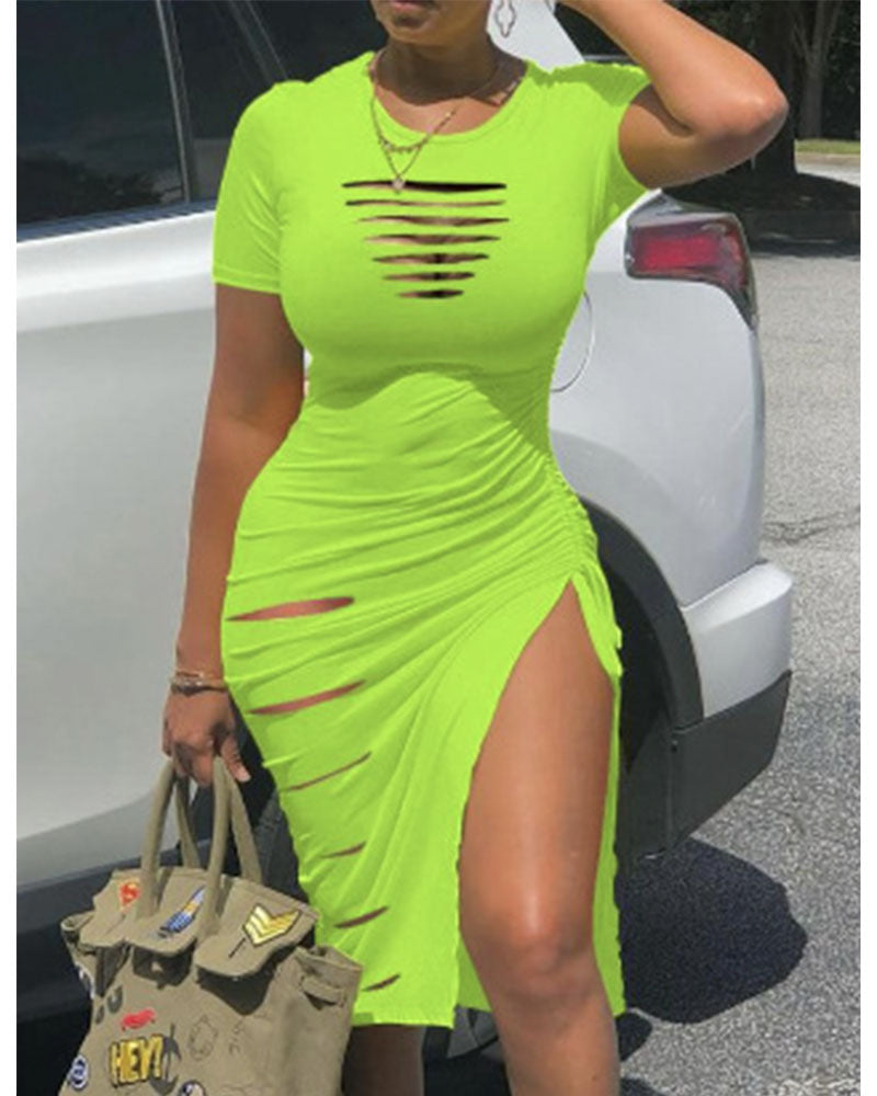Ruched Cutout Midi Dress