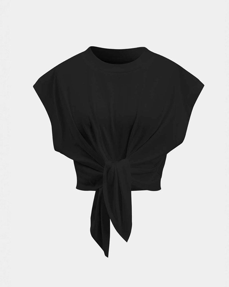 Ruched Tie Front T-Shirt