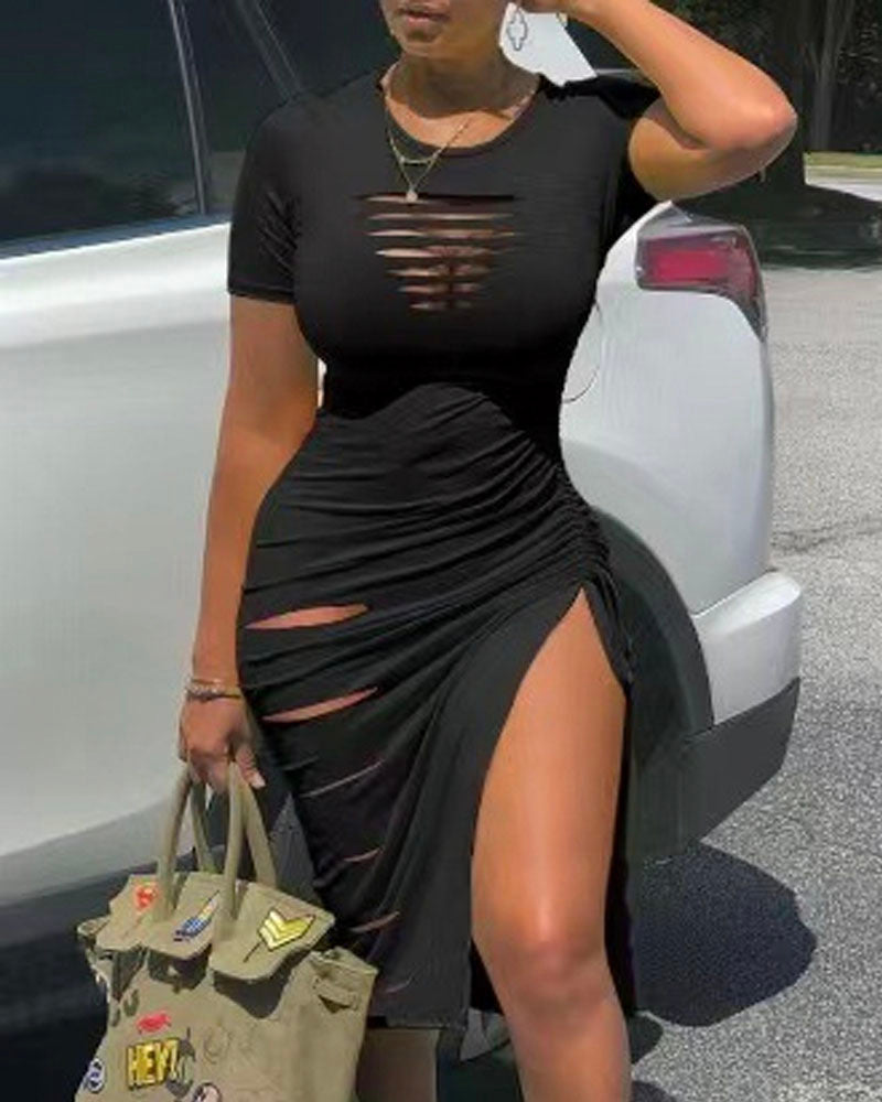 Ruched Cutout Midi Dress