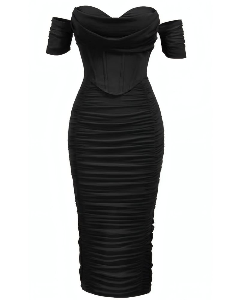 Hourglass Allure Off Shoulder Midi Dress