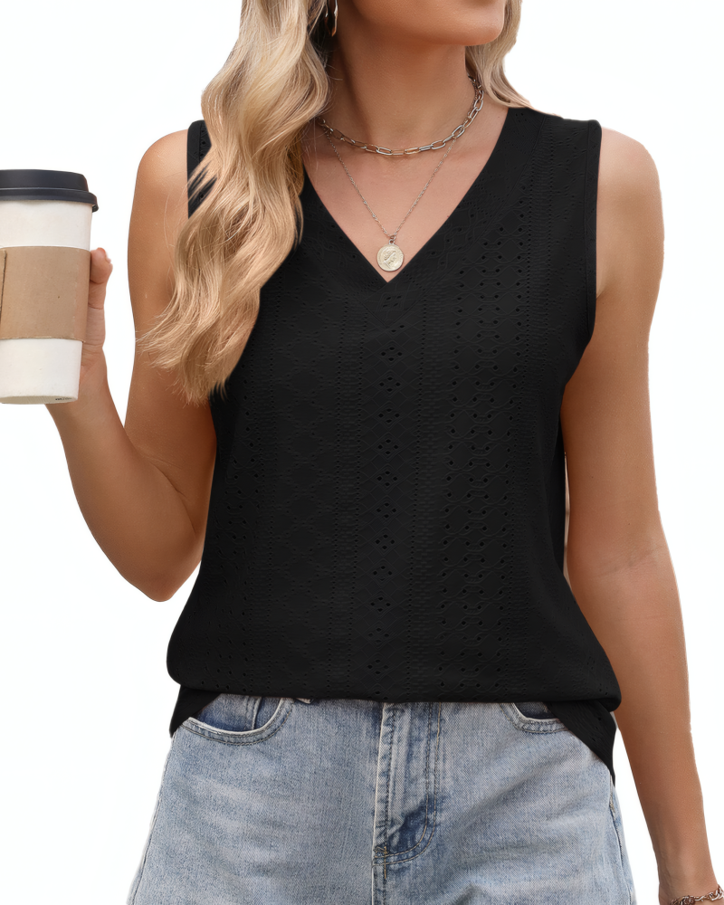 Eyelet Ease V-Neck Tank