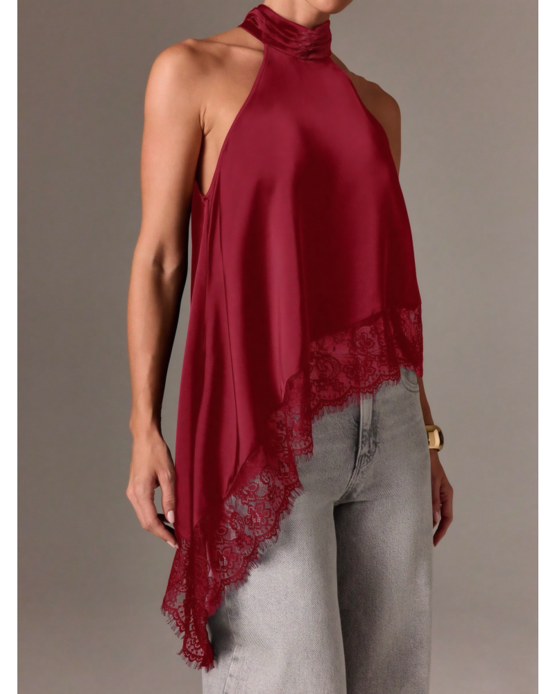 Lace Hem Halter Top
