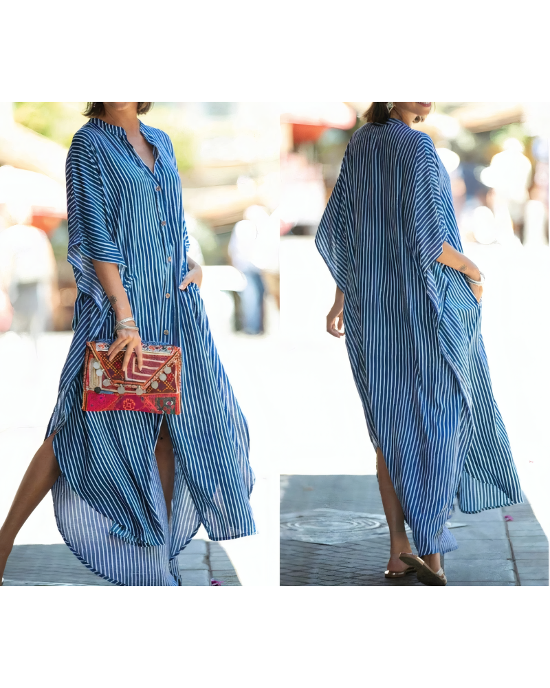 Leopard Print Batwing Sleeve Beach Coverup Dress