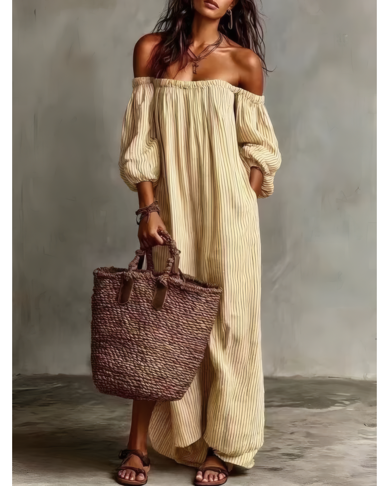 Golden Hour Off-Shoulder Dress