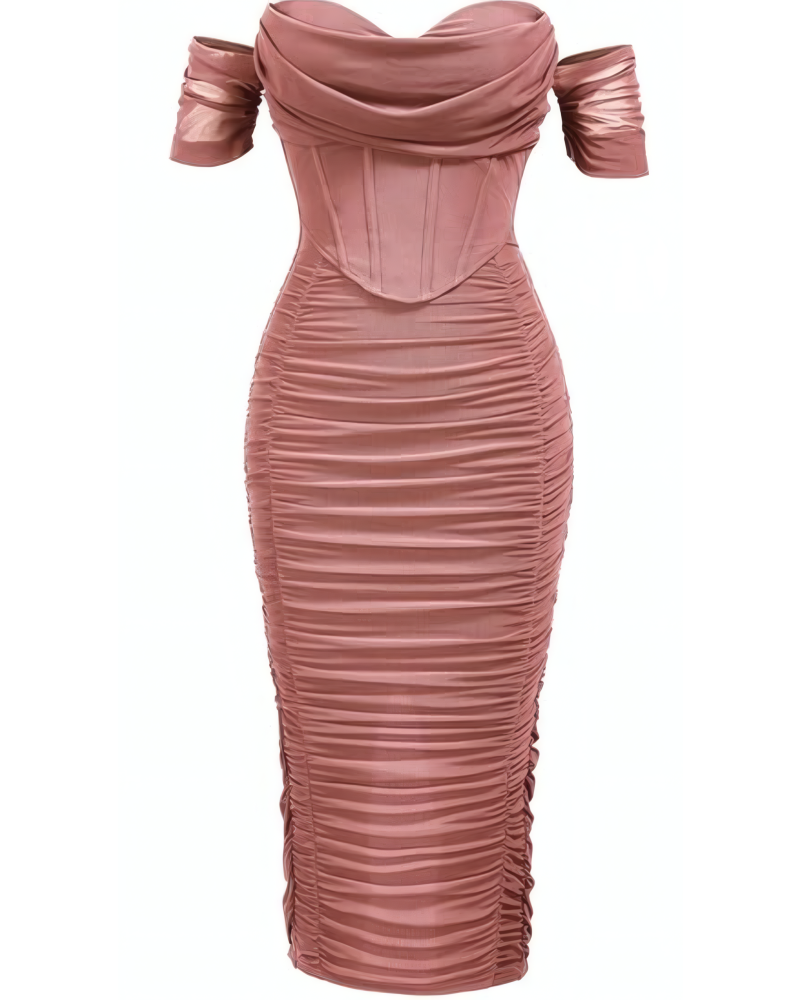 Hourglass Allure Off Shoulder Midi Dress