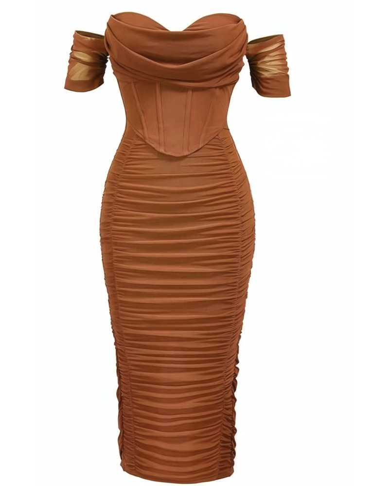 Hourglass Allure Off Shoulder Midi Dress