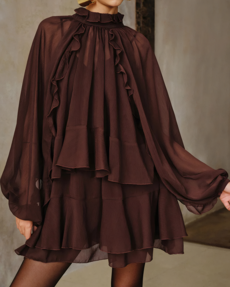 Tiered Ruffle Chiffon Mini Dress Set