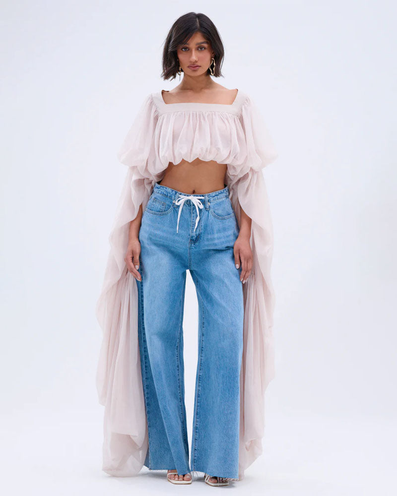 Slouchy Square Neck Long Sleeve Top