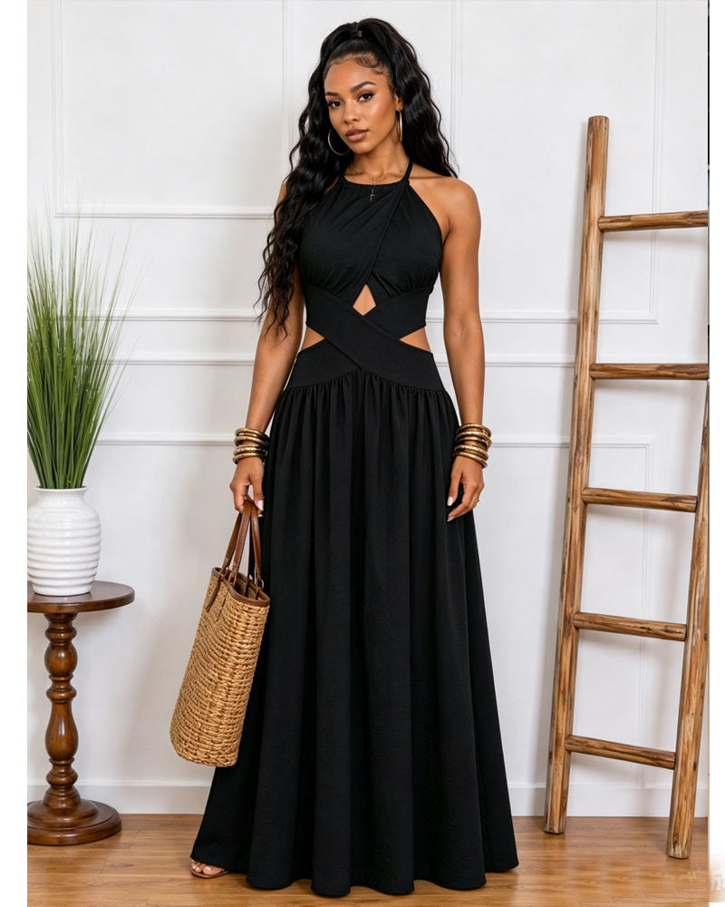 Shirred Criss Cross Dress