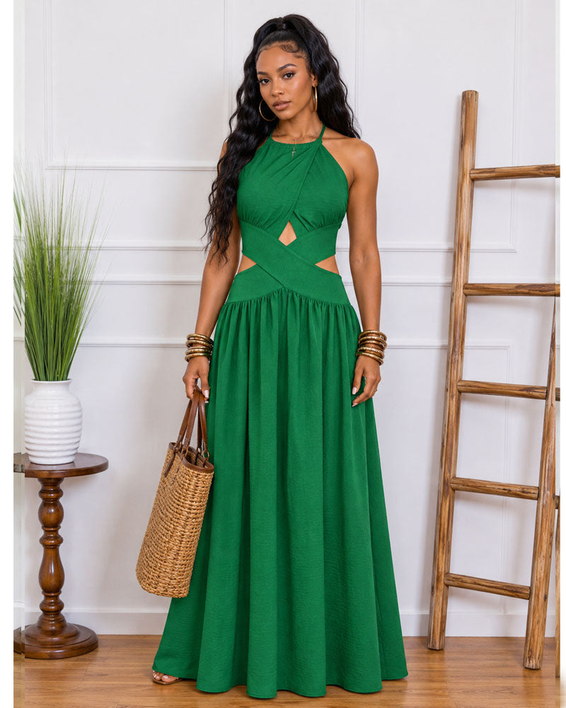 Shirred Criss Cross Dress