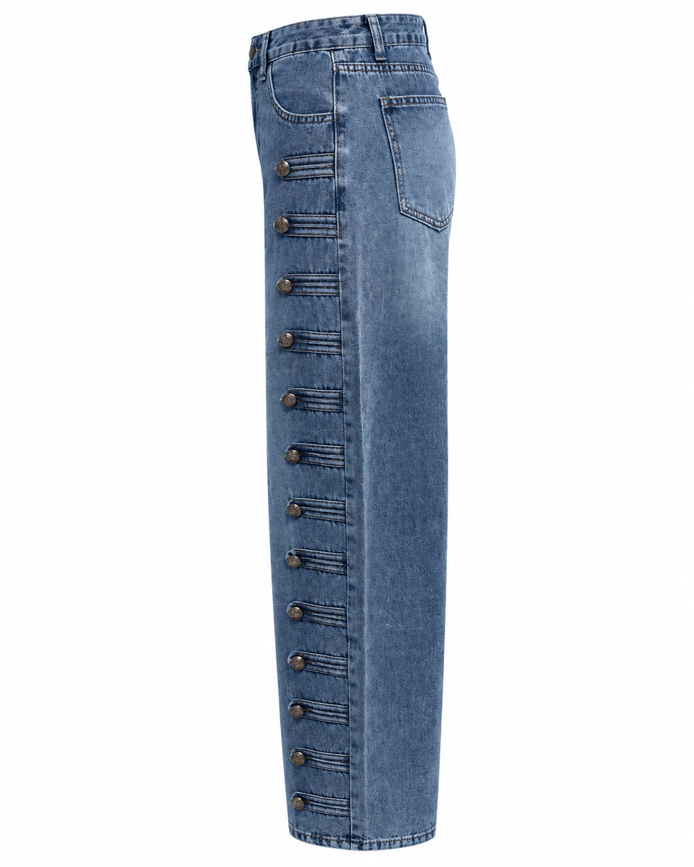Side Story Button-Detail Denim Jeans