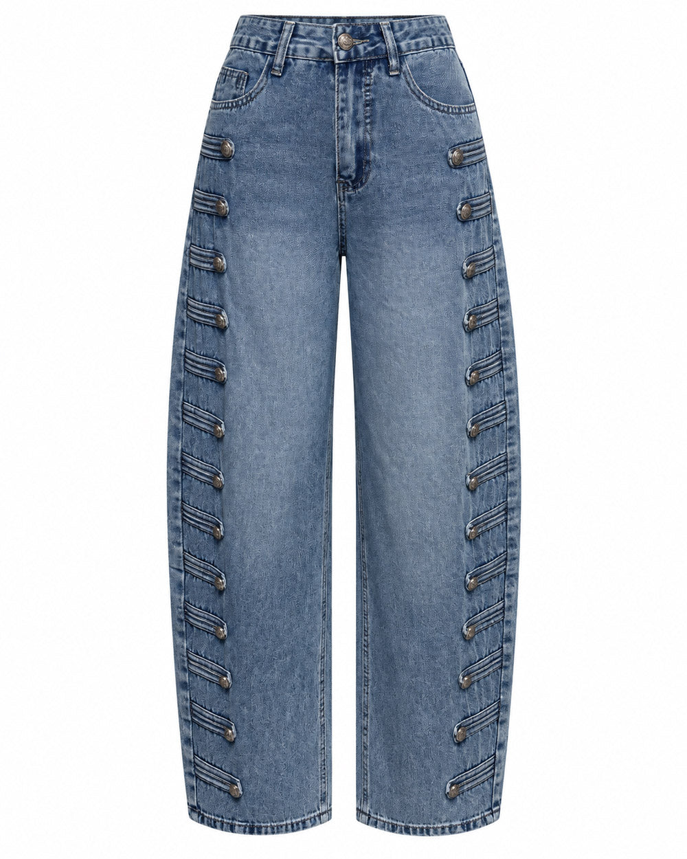 Side Story Button-Detail Denim Jeans