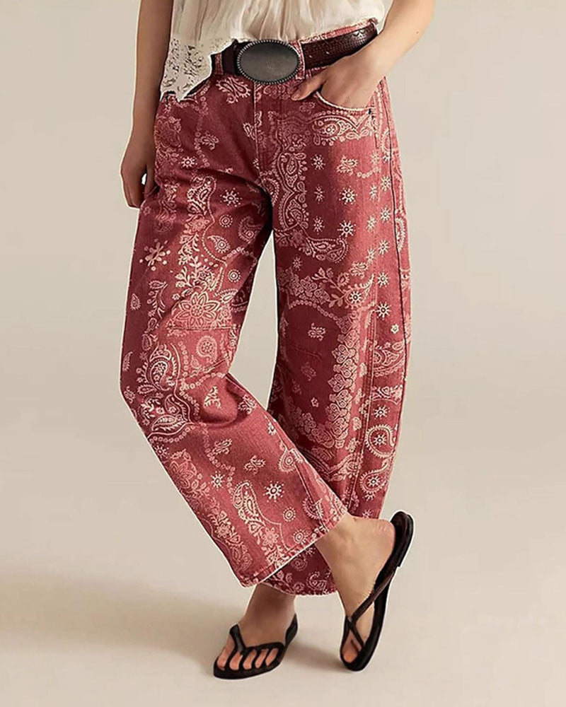 Sienna Paisley Barrel Jeans