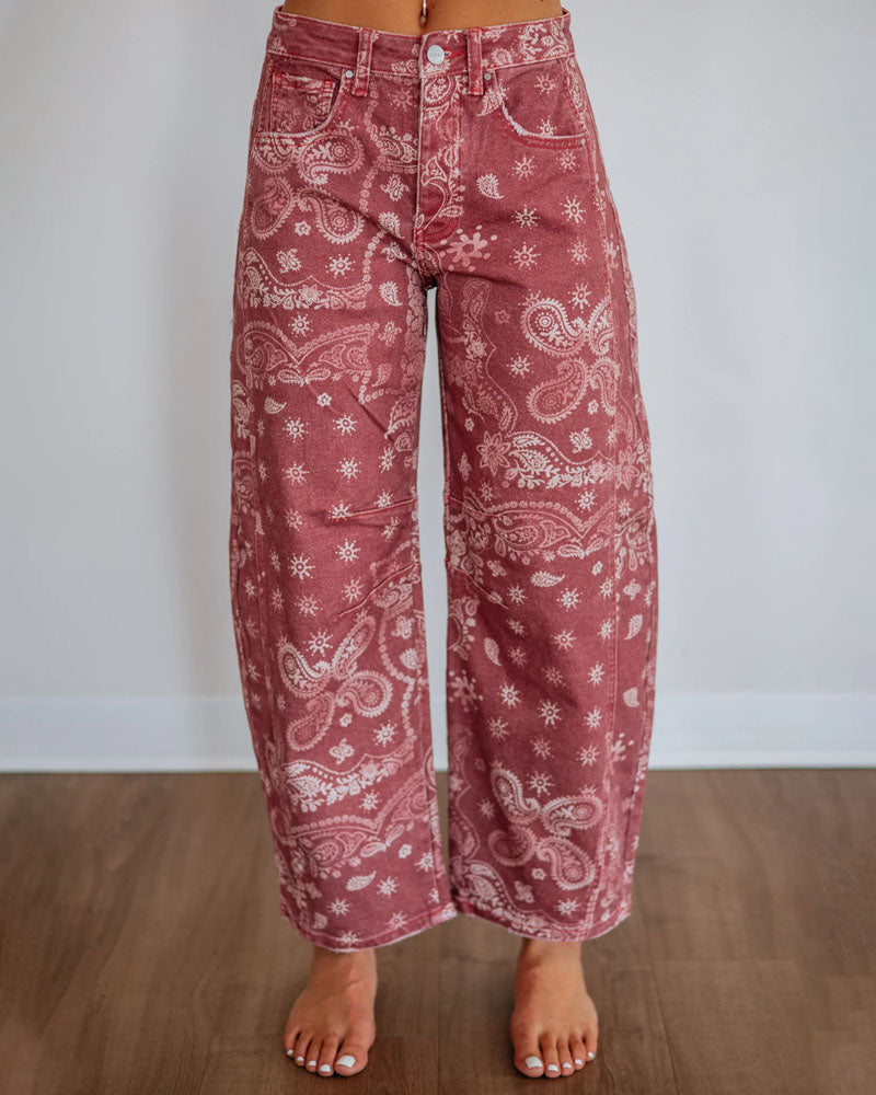 Sienna Paisley Barrel Jeans
