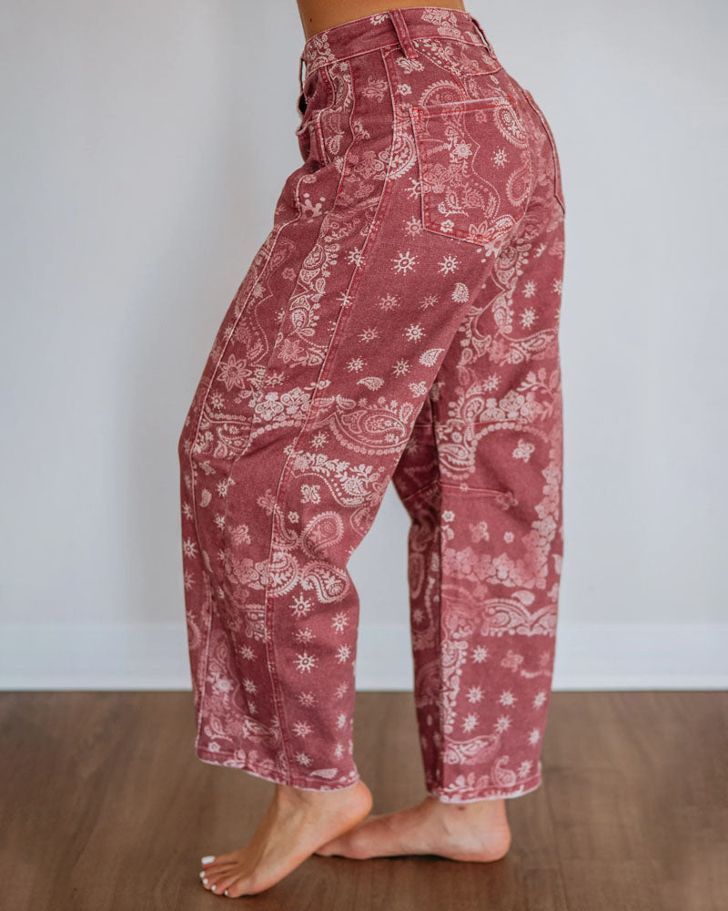 Sienna Paisley Barrel Jeans