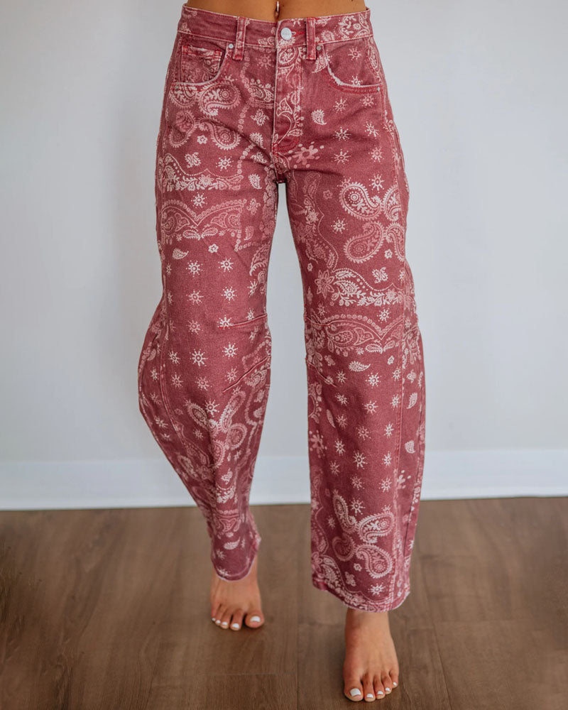 Sienna Paisley Barrel Jeans