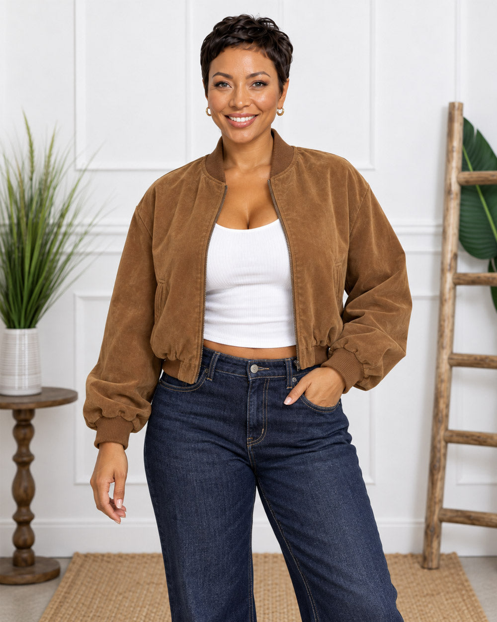 Soft Rebellion Faux Suede Bomber Jacket