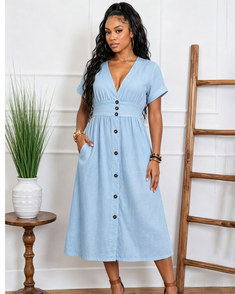 Soft Hour Button Dress