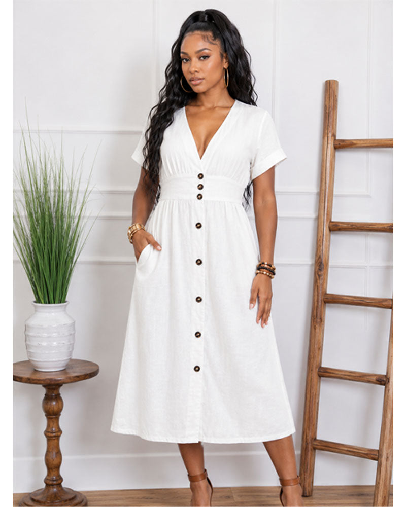 Soft Hour Button Dress
