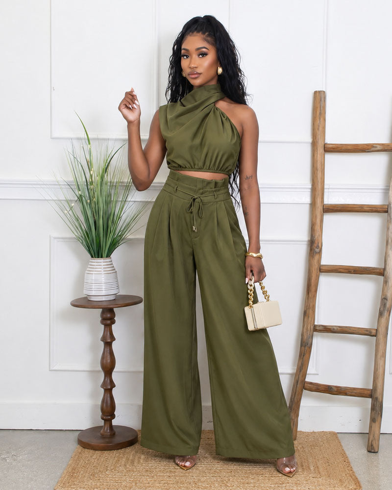 Soft Neck Pants Set