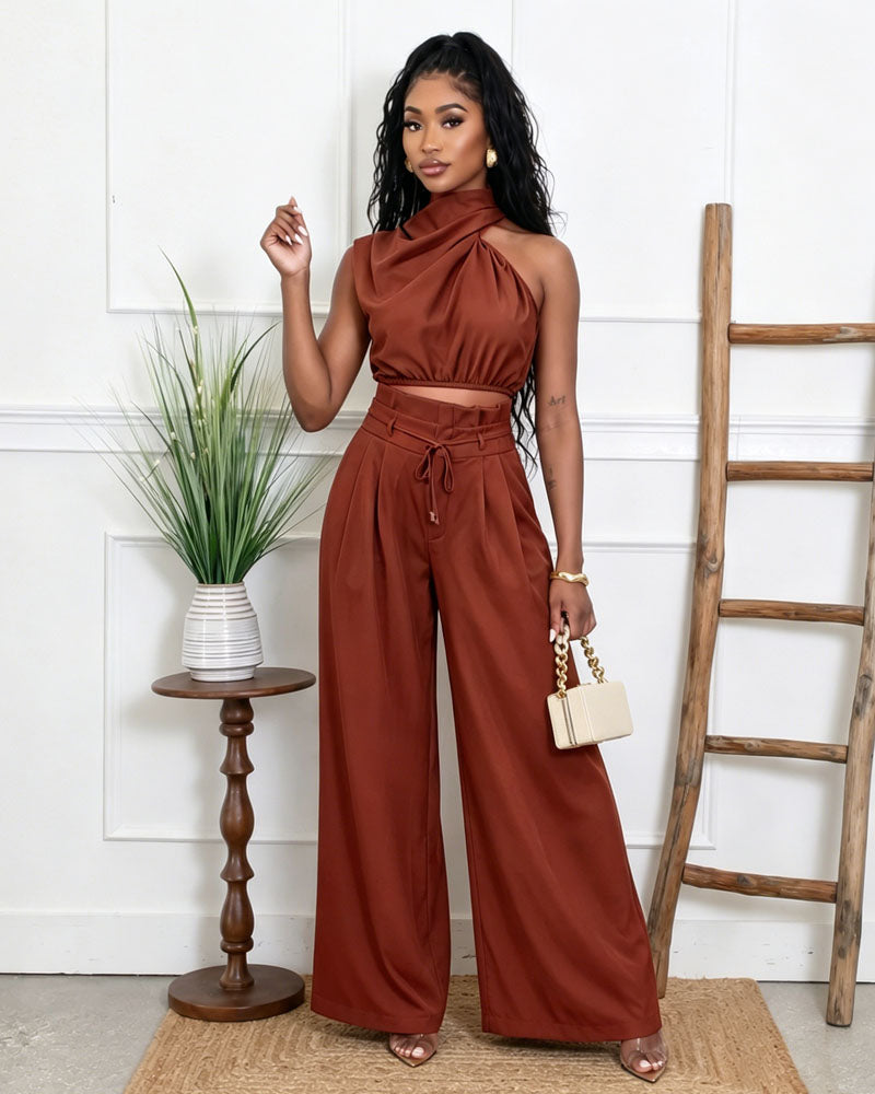 Soft Neck Pants Set