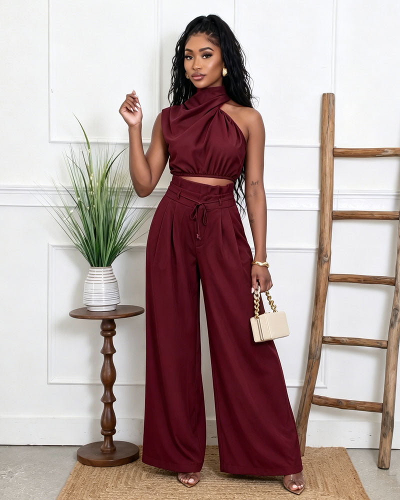 Soft Neck Pants Set