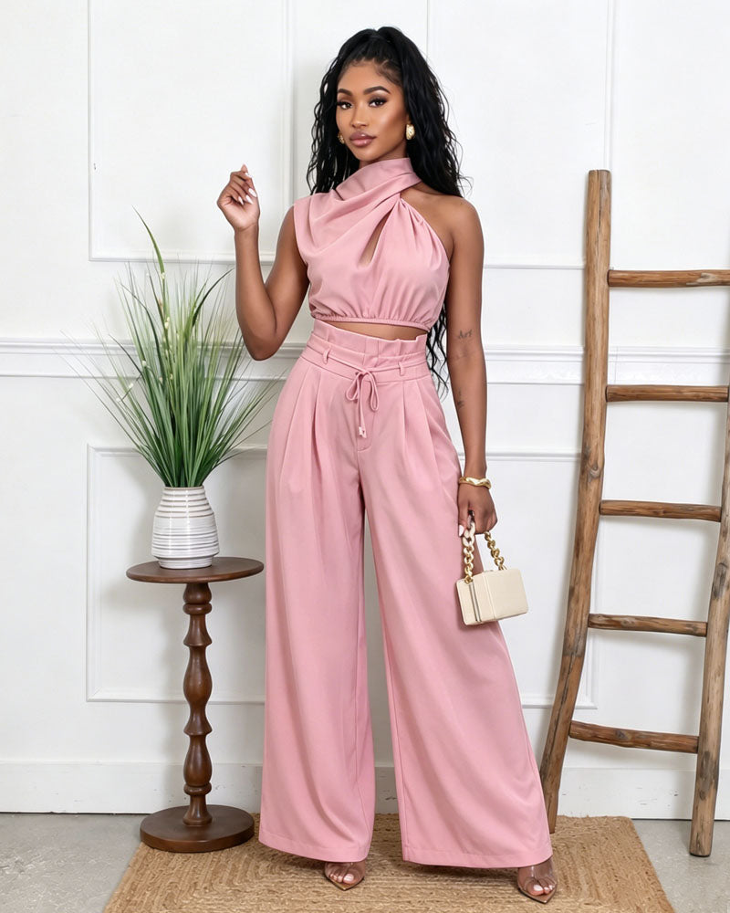 Soft Neck Pants Set