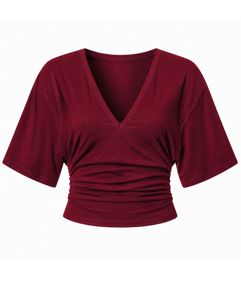 Soft Shape Ruched V-Neck Top