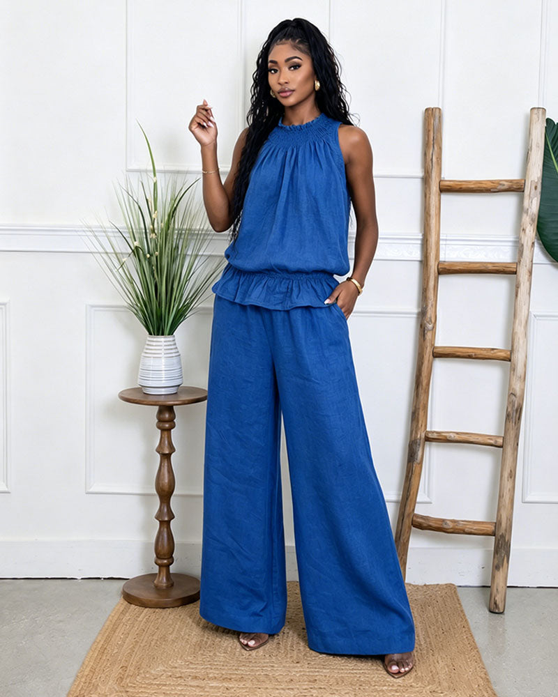 Solea Ruffle Linen Pants Set
