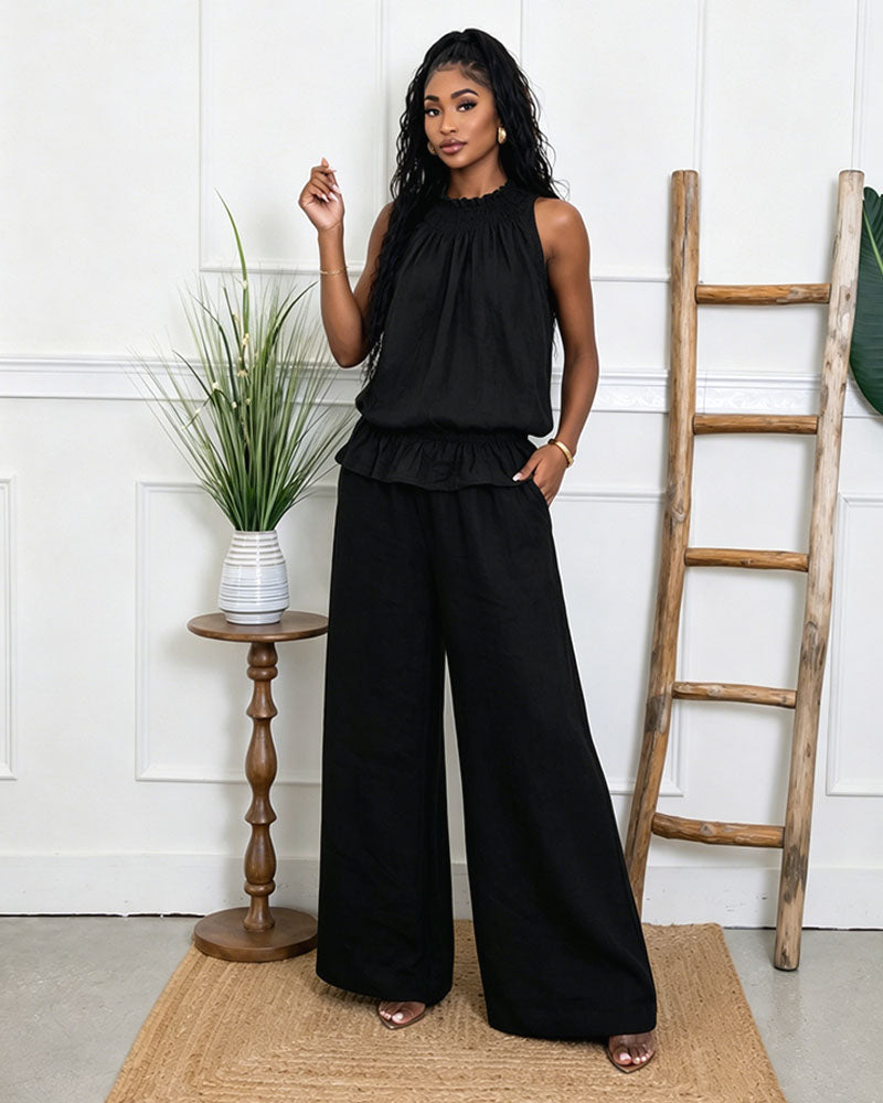 Solea Ruffle Linen Pants Set