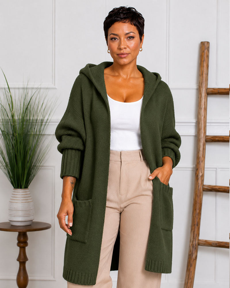 Stay Awhile Hooded Longline Cardigan
