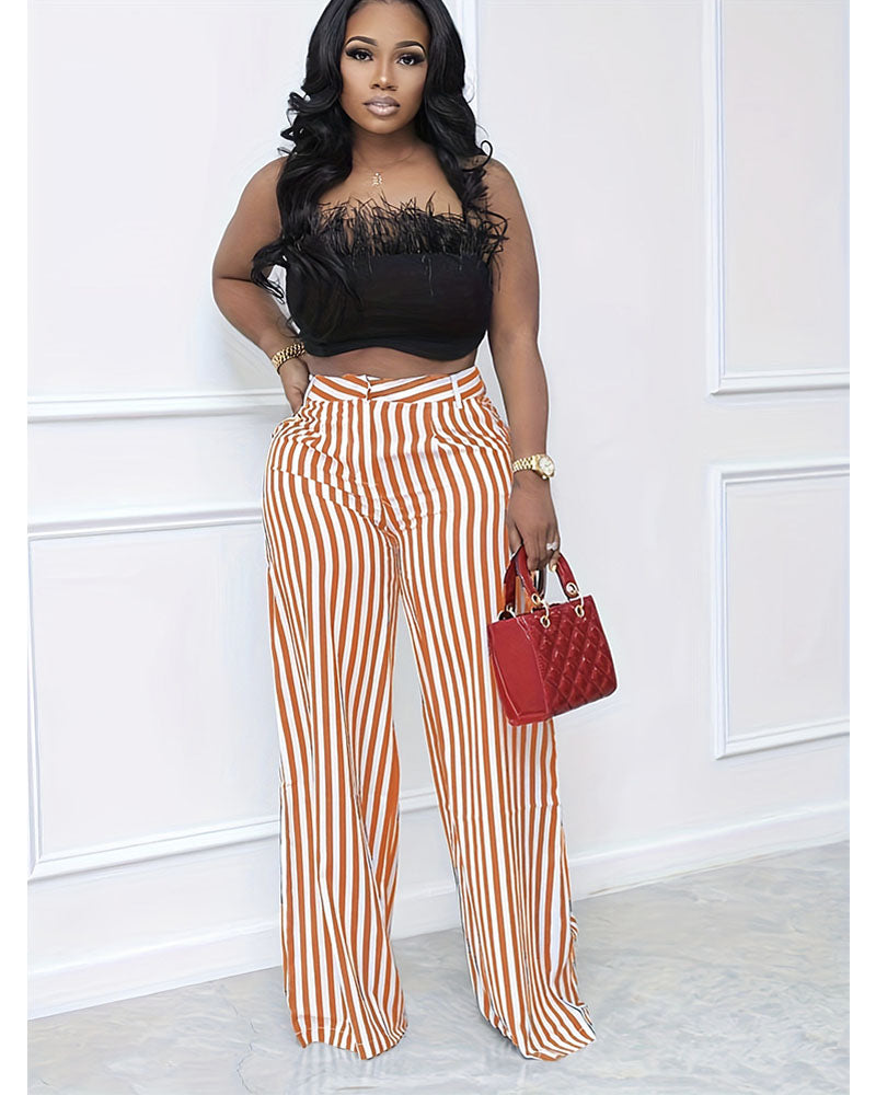 Stripe Wide Leg Pants