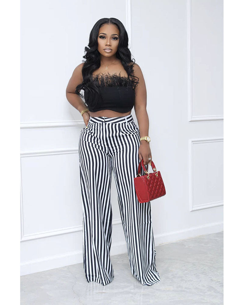 Stripe Wide Leg Pants