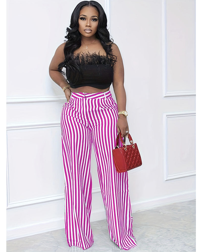 Stripe Wide Leg Pants